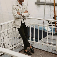 Mason Striped Belted Overcoat