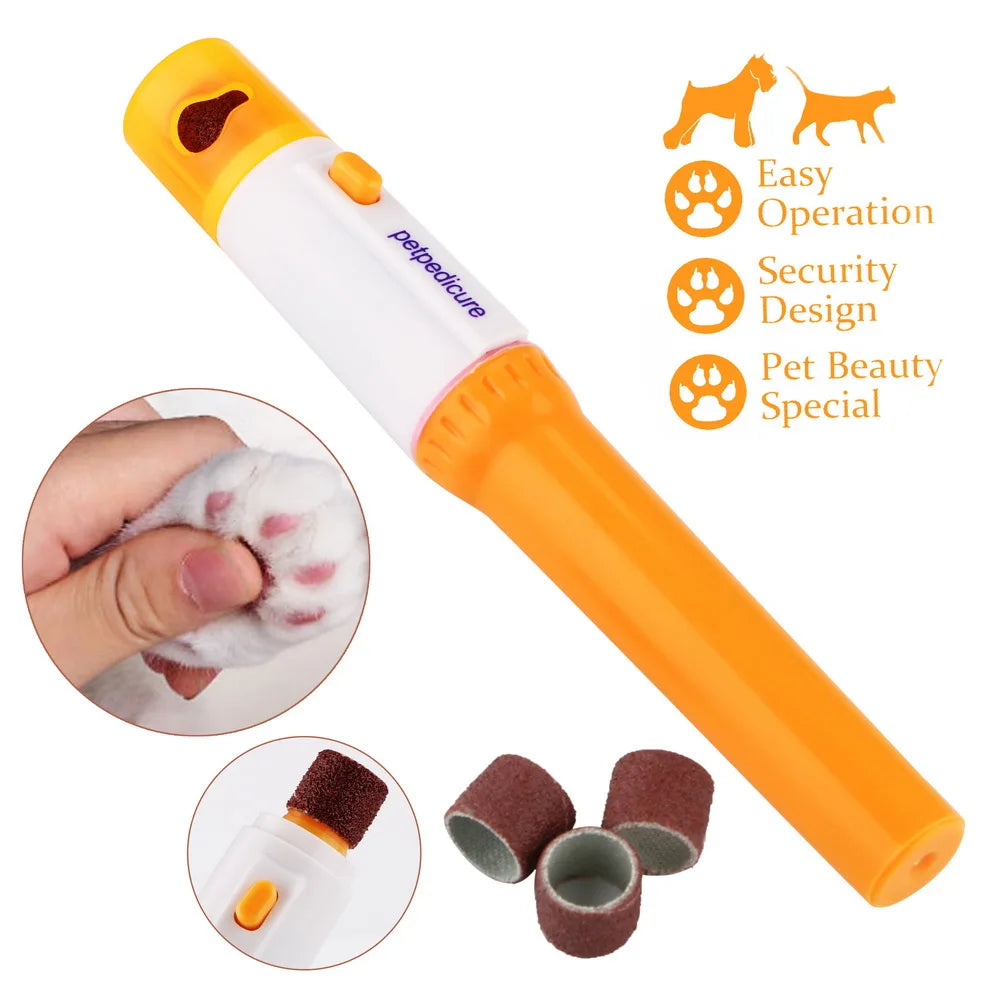 Electric Pet Nail Grinder & Clipper Tool for Dogs & Cats, Orange
