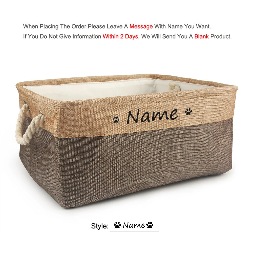 Cloth Pet Toy Storage Box with Paw or Heart Print, S–L