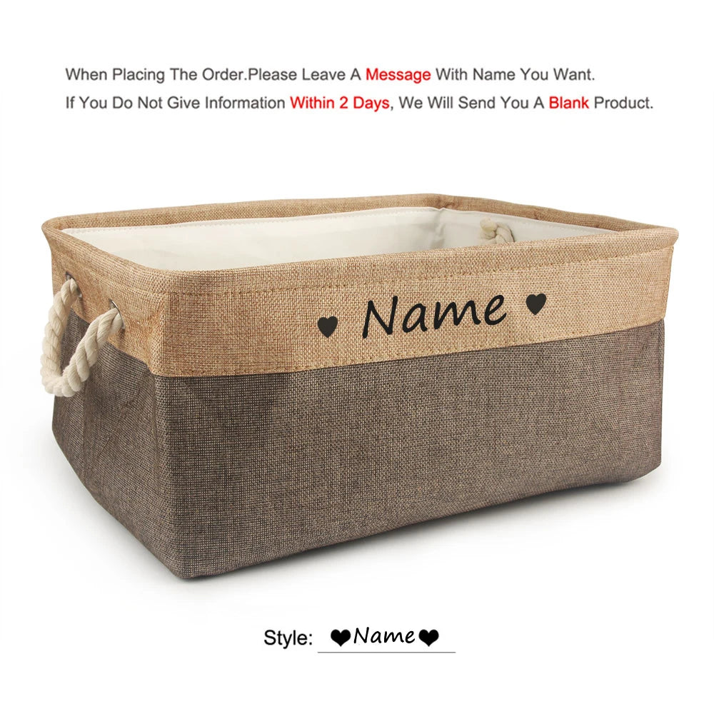 Cloth Pet Toy Storage Box with Paw or Heart Print, S–L