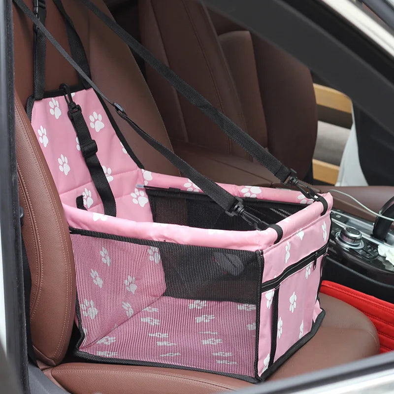 Waterproof Folding Dog Car Seat Basket with Mesh for Small Dogs and Cats