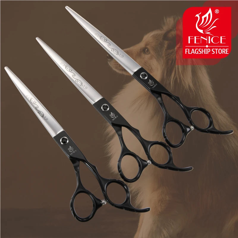 Fenice 7 /7.5/8/ 8.5/ 9 inch Dog Scissors for Dog Grooming Straight Cutting Pet Grooming Shears ножницы Tesoura Non-Slip Handle