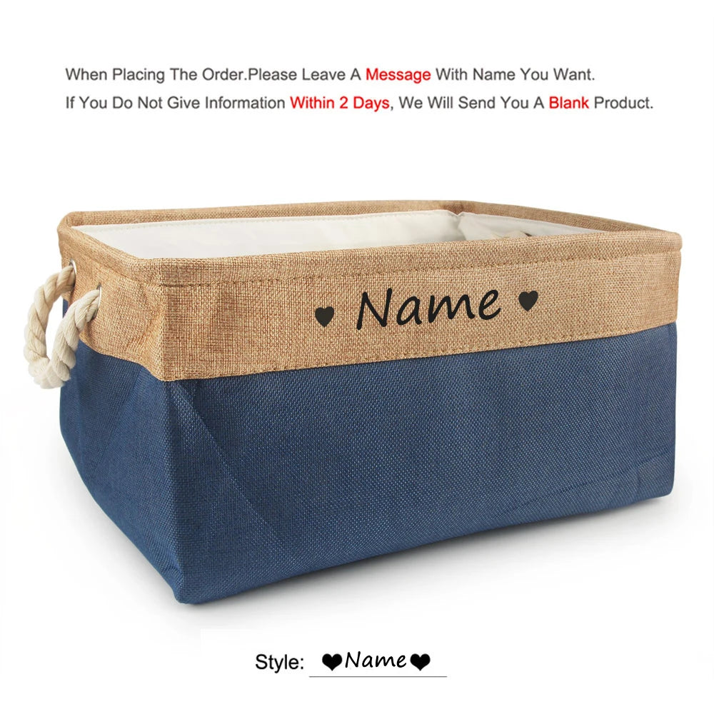 Cloth Pet Toy Storage Box with Paw or Heart Print, S–L