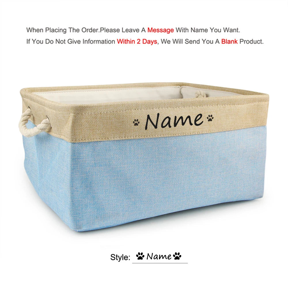 Cloth Pet Toy Storage Box with Paw or Heart Print, S–L