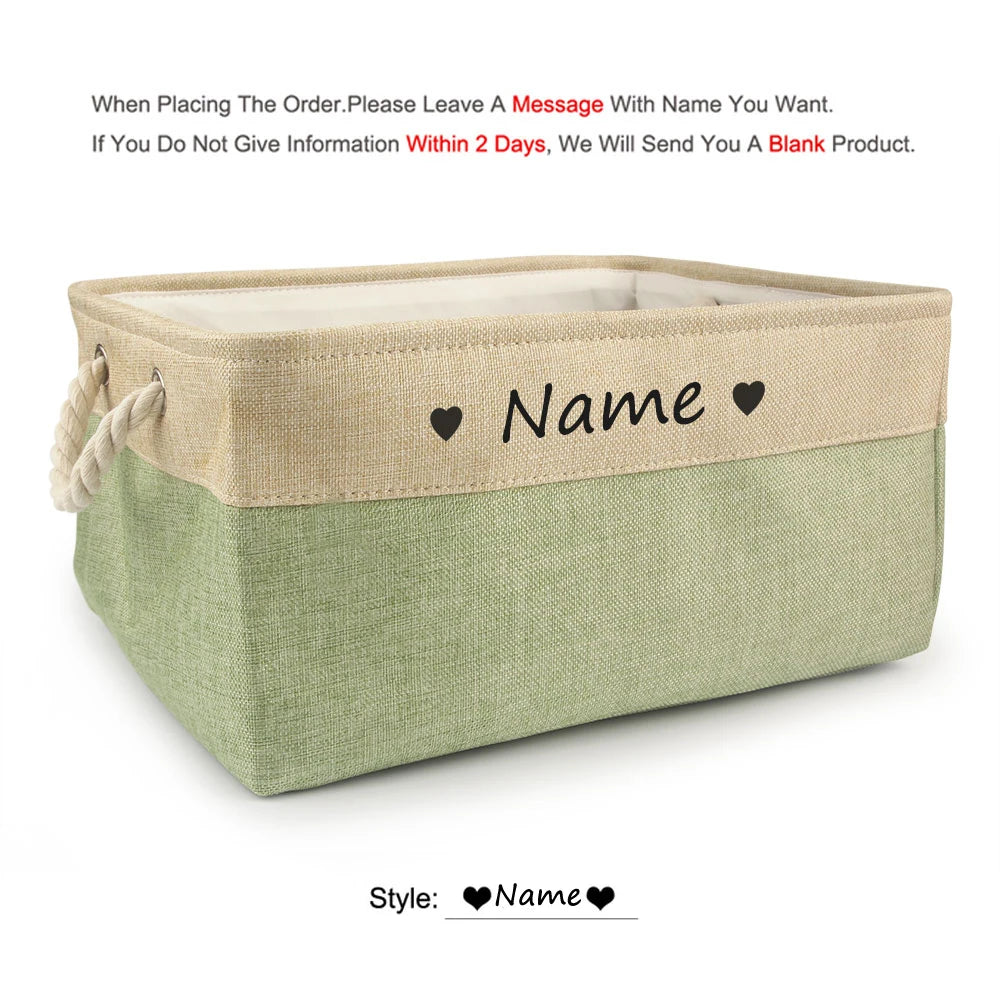 Cloth Pet Toy Storage Box with Paw or Heart Print, S–L