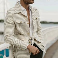 Mason Striped Belted Overcoat