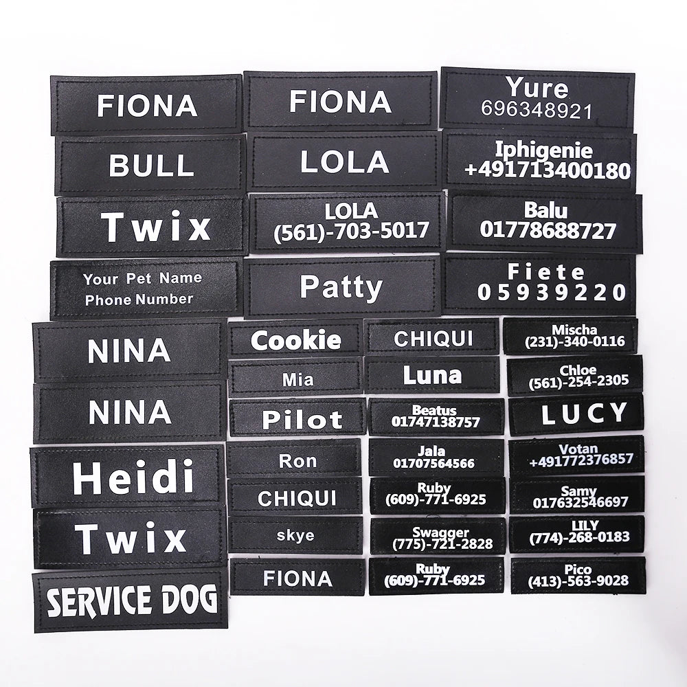 Personalized Pet Harness Collar Vest Dog's Name Labe Customized Dog Harness Label Sticker Custom Tag DIY Log