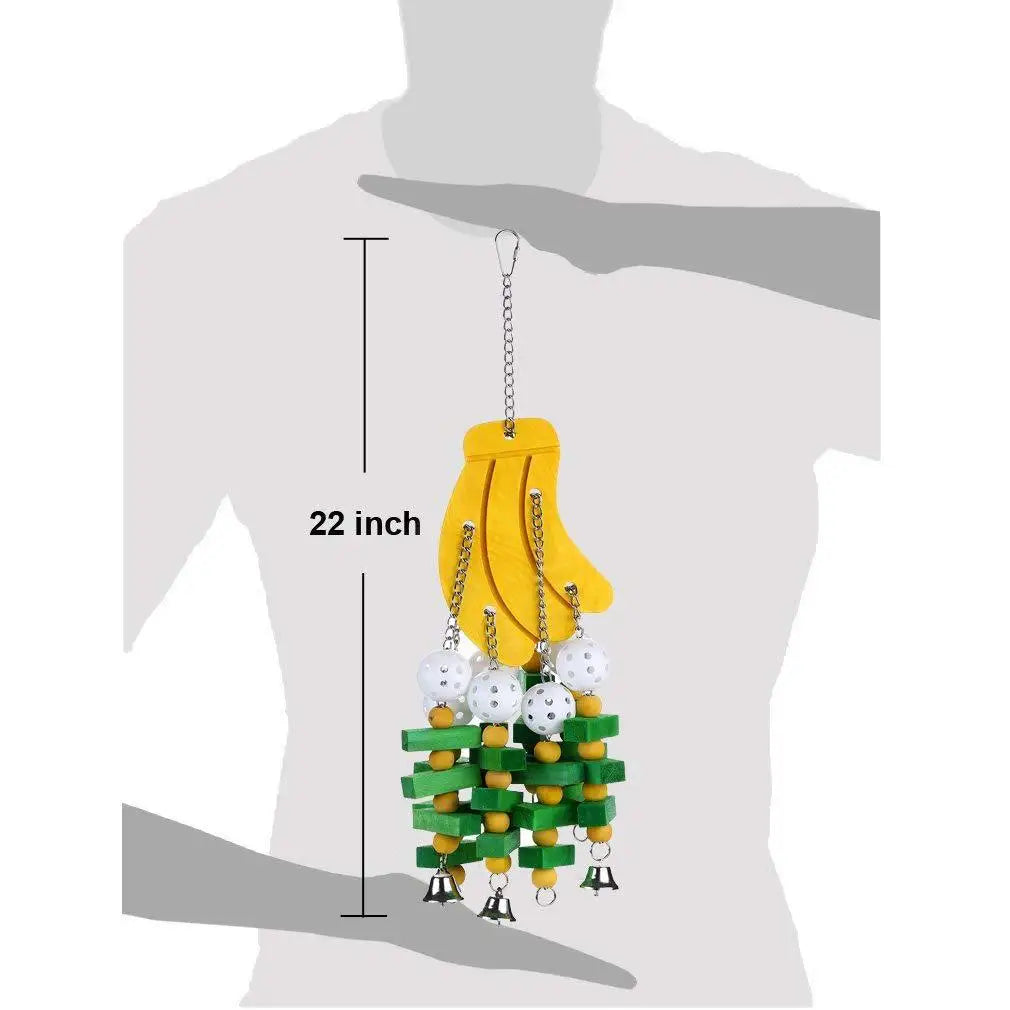 Pet Bird Chewing Toy Colorful Wooden Block Beads Parrot Toy Bite Bridge Bird Tearing Toy Cockatiels Training Hang Swing for Bird