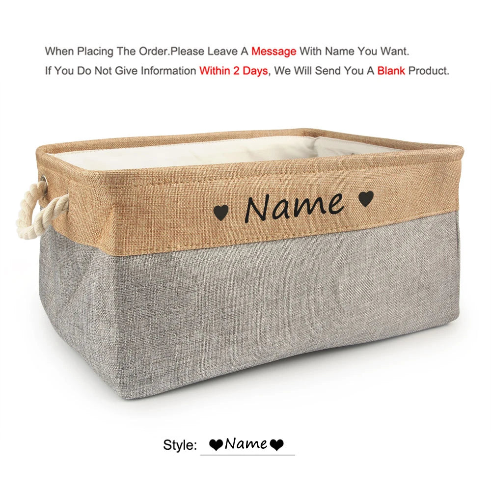 Cloth Pet Toy Storage Box with Paw or Heart Print, S–L