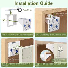 SOHOBLOO'S Magnetic Cabinet Locks (4 Locks + 1 Key) Free 1 - 3 DAY USA Shipping TODAY!