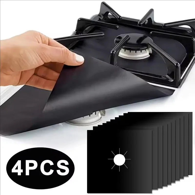 4/8Pcs Gas Stove Protector Cooker Lid Liner Cleaning Pad For Kitchen Cookware Accessories Pieces Reusable Boiler Hood Protectiv