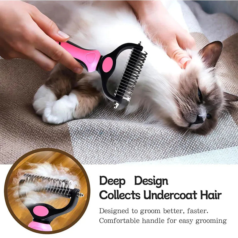 Self-Cleaning Stainless Steel Deshedding Comb for Cats & Dogs