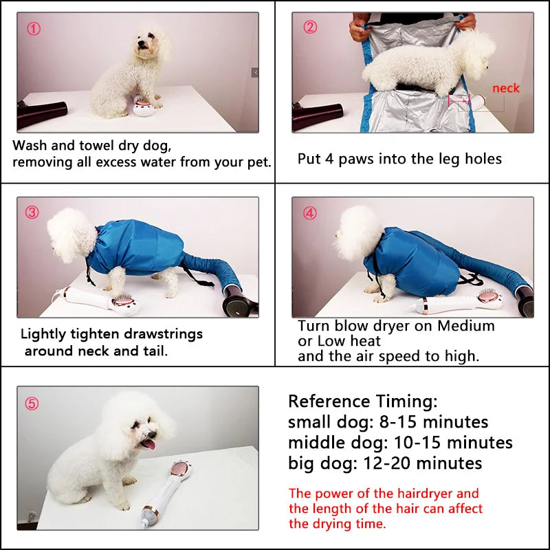Folding Dog Hair Dryer Portable Pet Drying Bag Efficient Dogs Hair Dryers Blow Bag Cat Dryer Winter Pets Cleaning Accessories