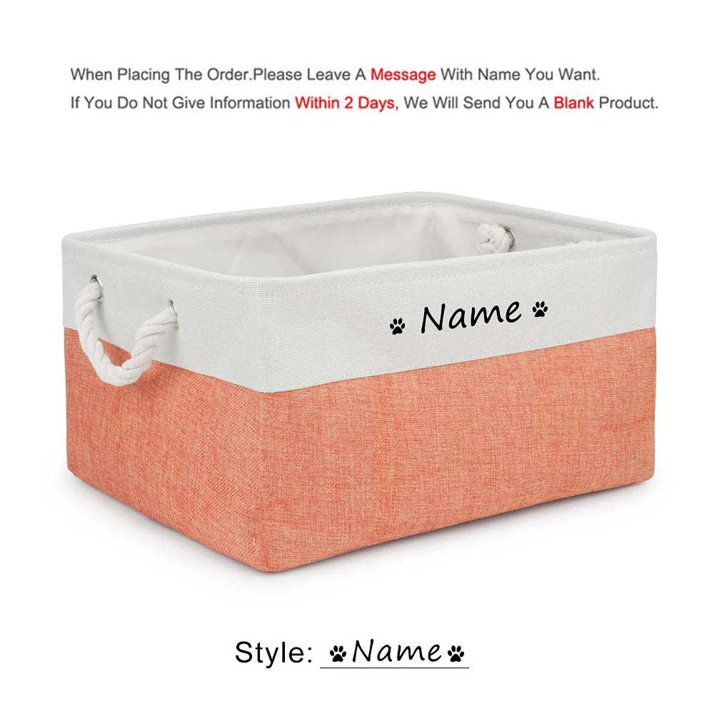 Cloth Pet Toy Storage Box with Paw or Heart Print, S–L