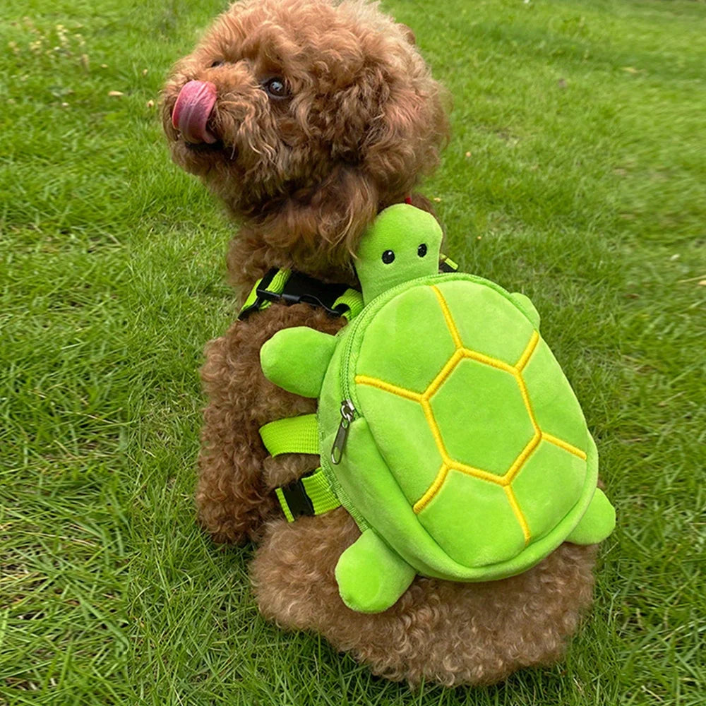 Turtle-Shaped Dog Backpack - Large Capacity Pet Carrier Bag for Small Dogs, Soft & Portable Puppy School Bag with Adjustable