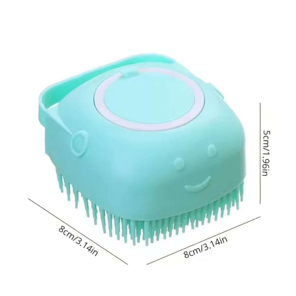 Pet Dog Shampoo Brush 2.7oz 80ml Cat Massage Comb Grooming Scrubber for Bathing Short Hair Soft Silicone Rubber