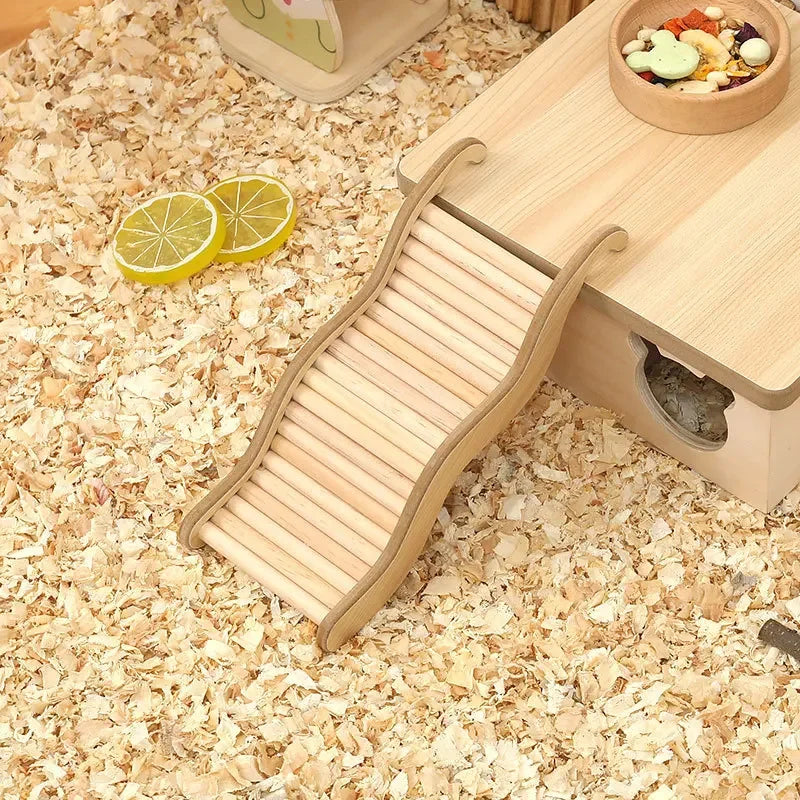 Wooden Wave Staircase Hamster Toy Pet Supplies - Eco-Friendly Fun for Small Animals