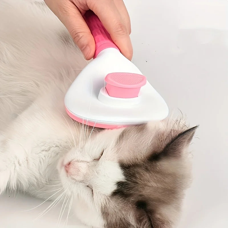 Easy-Clean Pet Grooming Brush with One-Button Hair Release