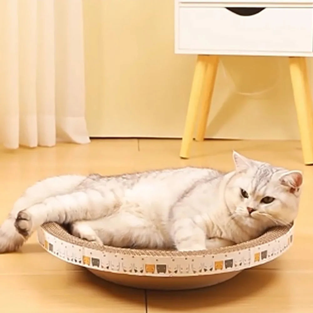 Corrugated Cardboard Cat Scratcher Bowl Bed, Two Sizes
