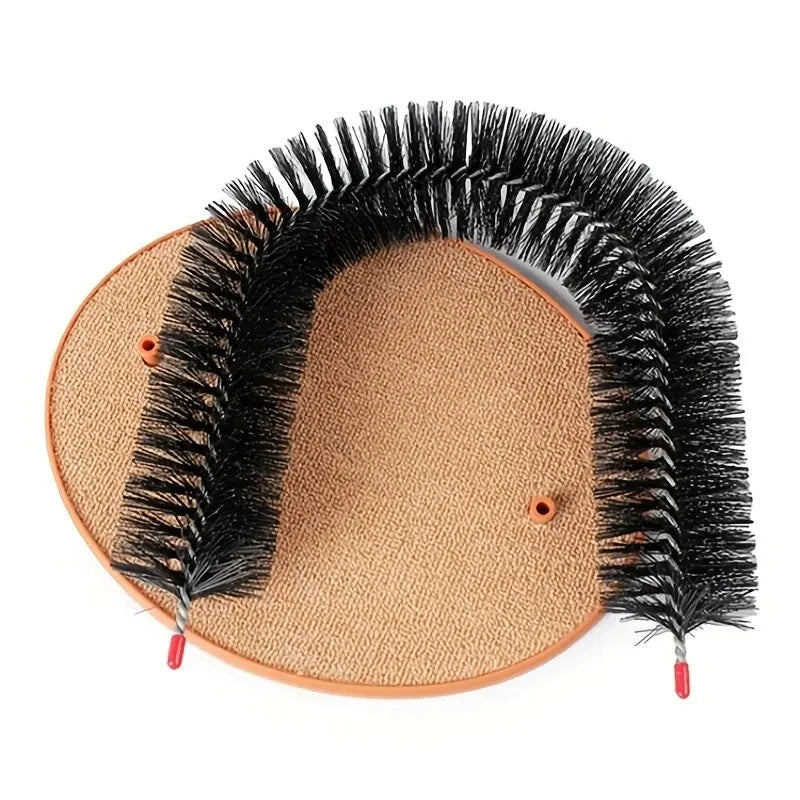 Cat Arch Self-Groomer with Rubbing Brush and Scratch Pad