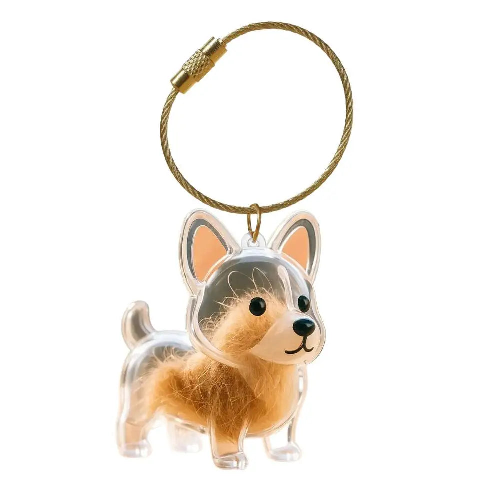 Clear Pet Fur Keepsake Capsule Keychain in Ten Styles