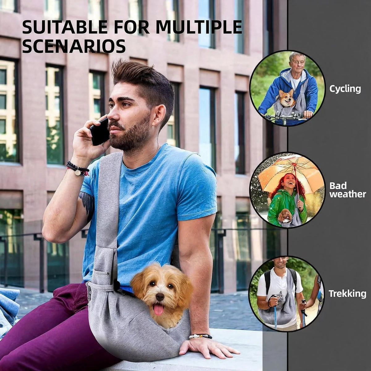 Cotton Comfortable Dog Bag Pet Out Crossbody Shoulder Bag Outdoor Travel Portable Cat Puppy Sling Bag Pet Carrying Supplies