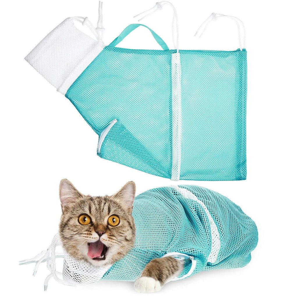 4th Gen Cat Grooming Bag Anti-Scratch Cat Bath Net Bag for Shower Nail Trimming Injecting Breathable Mesh Cat Washing Restraint