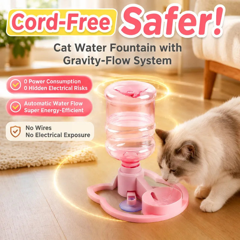 Pet Water Dispenser No Electricity Anti Spill Automatic Water Bowl for Cats Small Dogs Indoor Daily Drinking