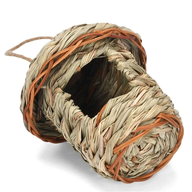 19 Birds Nest Bird Cage Natural Grass Egg Cage Bird House Outdoor Decorative Weaved Hanging Parrot Nest Houses Pet Bedroom