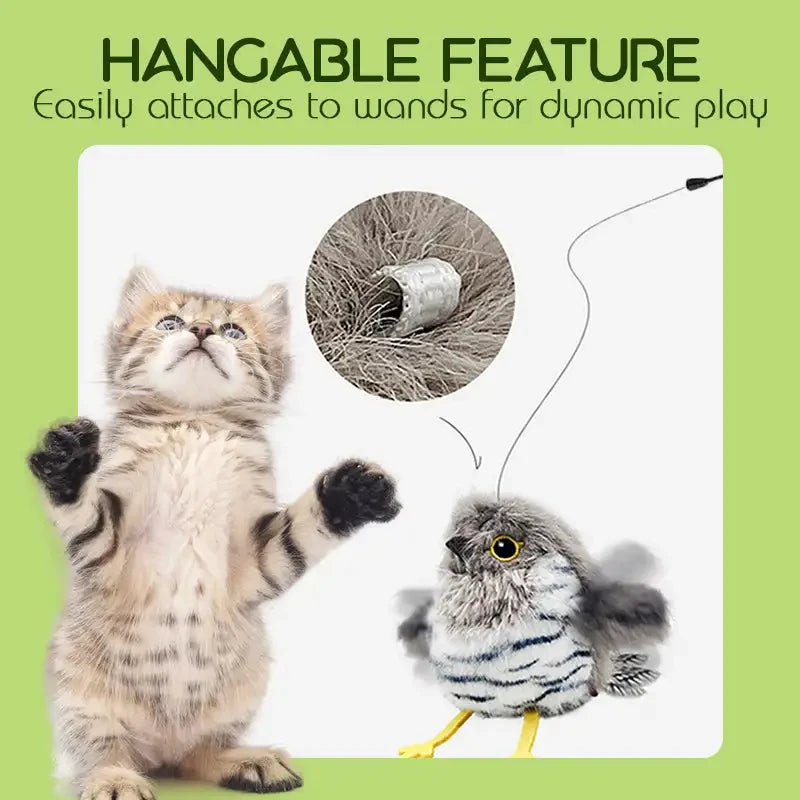 Electric Flapping Bird Cat Toy with Teasing Stick