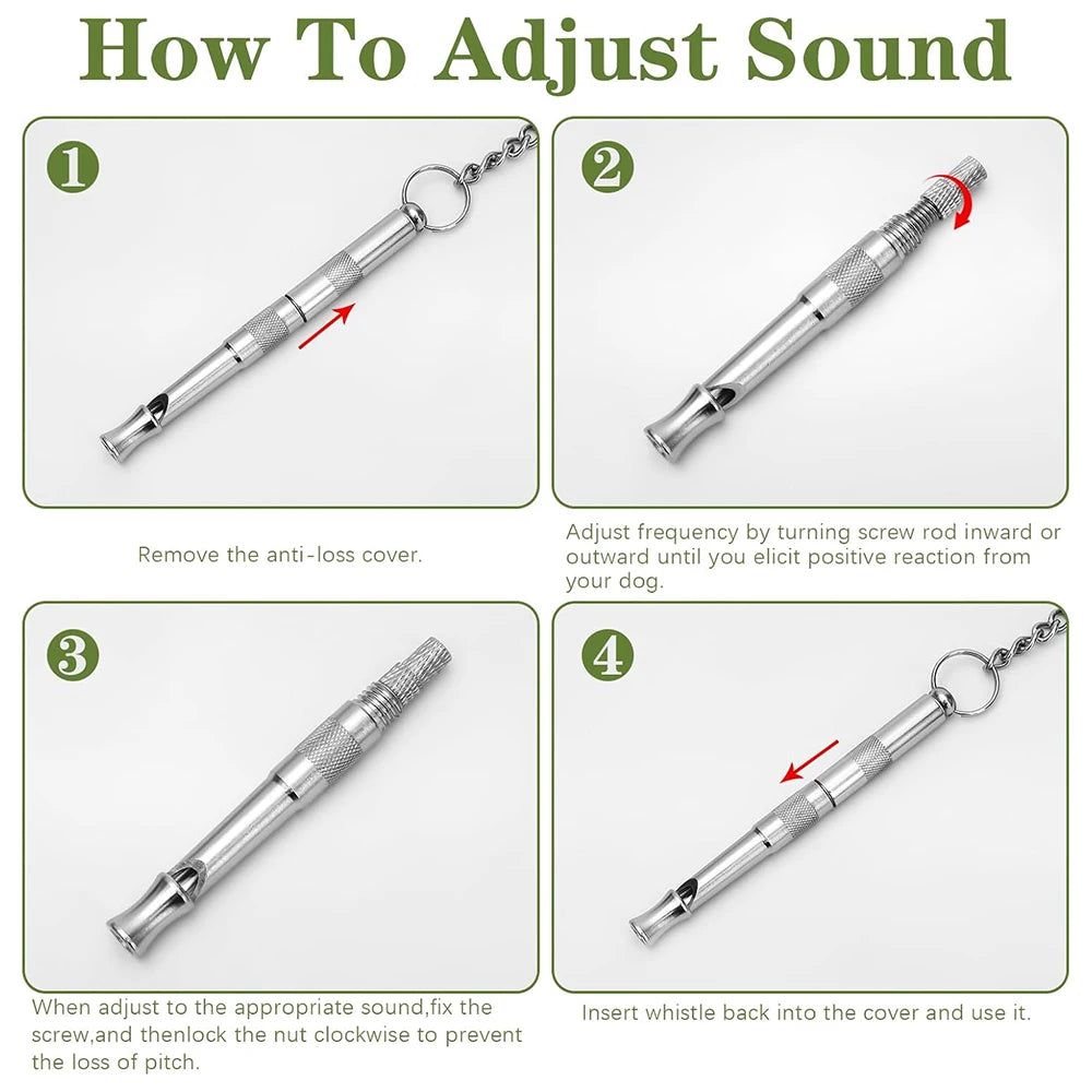 1Pcs Dog Whistle Pet Training Whistle Stainless Steel Silver Portable Adjustable Ultrasonic Cat/Dog Behavior Training Aid Tool