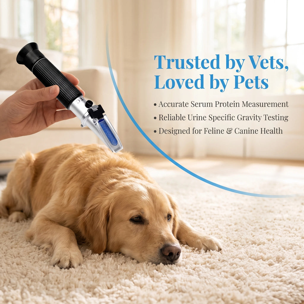 Pet Health Refractometer - Animal Clinical Tool for Urine SG & Serum Protein Levels, Ideal for Dogs, Cats & Large Animals