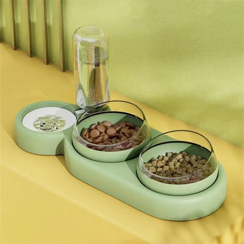 3-Bowl Pet Feeding Station with Water Dispenser