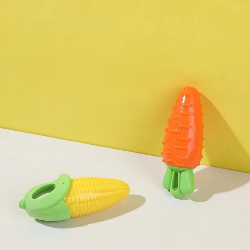 Squeaky Dog Chew Toy Simulation Carrot Corn Shape Bite-Resistant Teeth Cleaning Interactive Training Pet Supplies