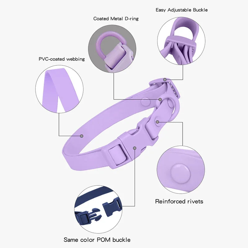 New Macaron Colored PVC Dog Collar Waterproof Dirt Resistant Easy To Clean Pet Collar Adjustable Neck Collar Pet Dog Collar