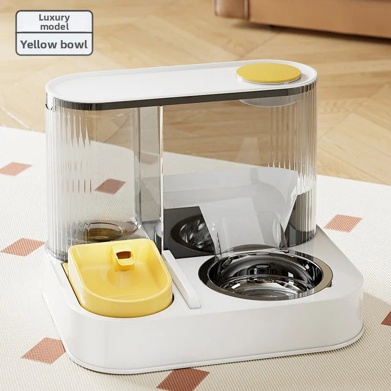 2-in-1 Cat Food Bowl and Water Fountain Feeding Dish