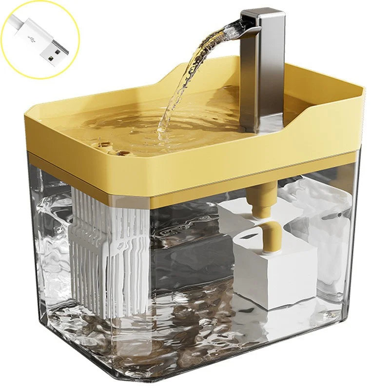 1.5L Transparent USB Cat Water Fountain with Pump and Filter