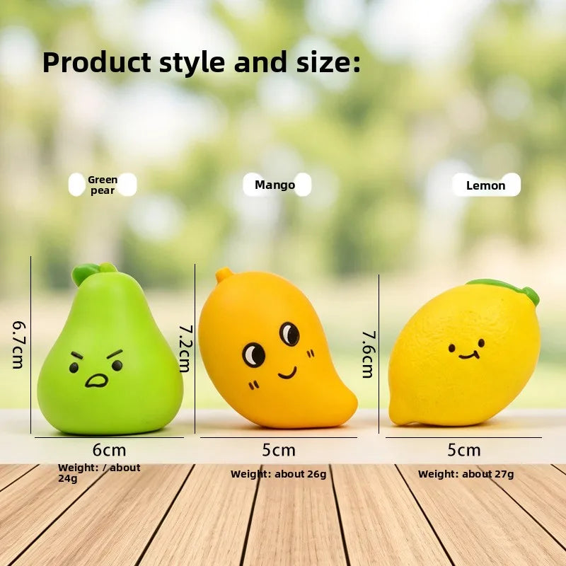 Pet Latex Toy Lemon, Mango, Pear - Dog Chew Toy, Bite-Resistant, Squeaky, for Puppies Small Dogs, Teething Cleaning