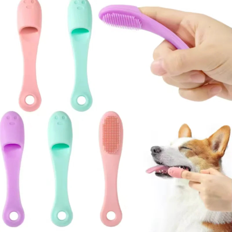 Cat Chin Brush Soft Silicone Grooming Chin Scrubber Non-Slip Multifunctional Finger Pet Supplies Cleaning Brush for Cats & Dogs