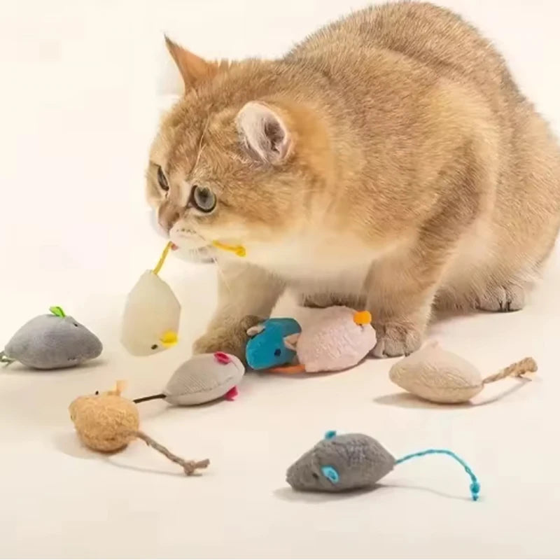Hot 12PCS Interactive Plush Rat And Cat Toys With Durable Linen Perfect For Pet Safe For Indoor Play Pet toys