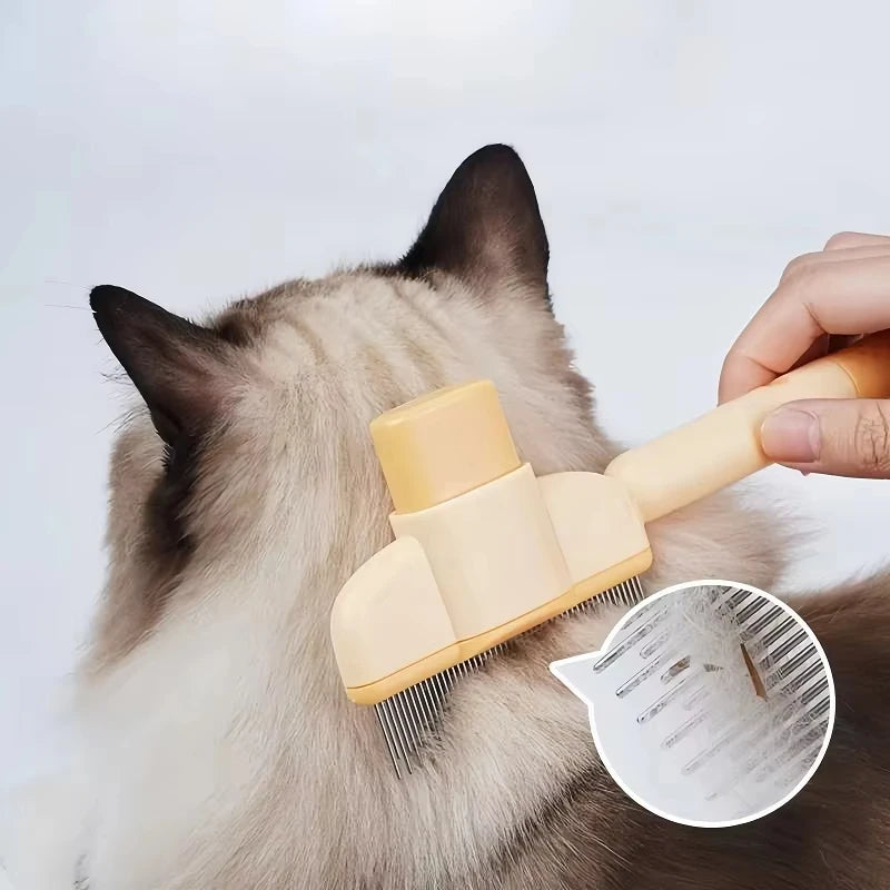 Dogs Cats Hair Comb One Button Self Cleaning Pet Hair Flea Remover Brush Dual Stainless Teeth Grooming Massage Tool for Pet