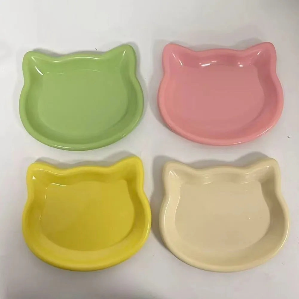 Cat-Shaped Non-Slip Cat Food Bowl, Single or 4-Piece Set