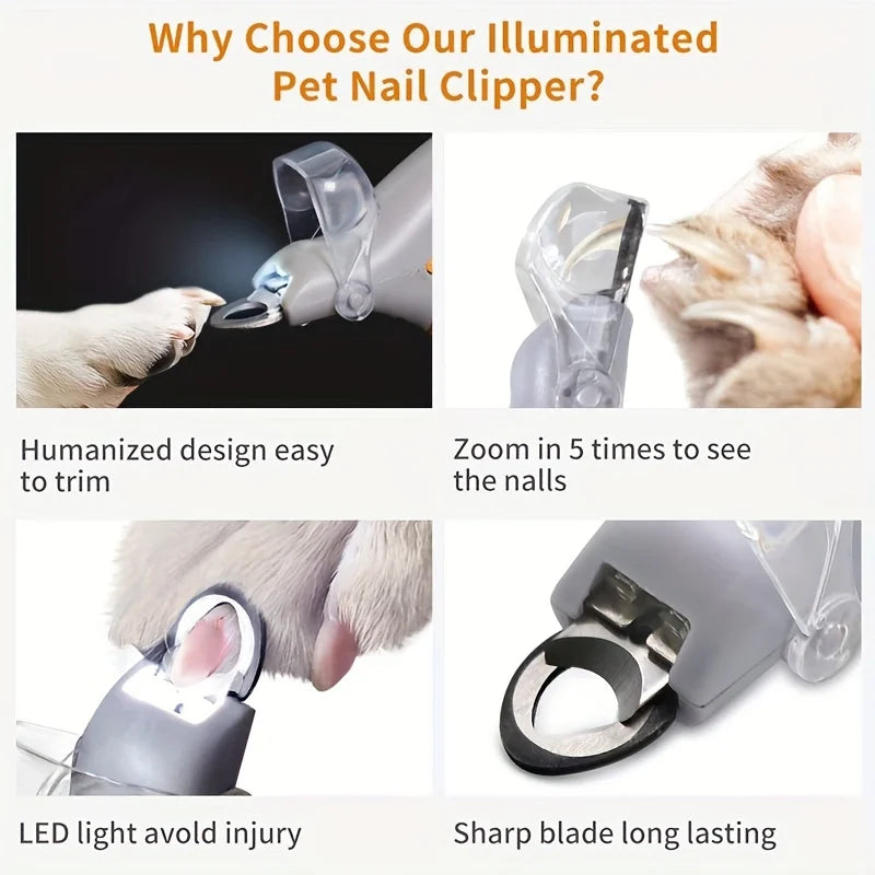 1 LED Pet Nail Clipper With Light For Cat Dog Claws Safety Scissors Grooming Beauty Care Tool For Pets Professional
