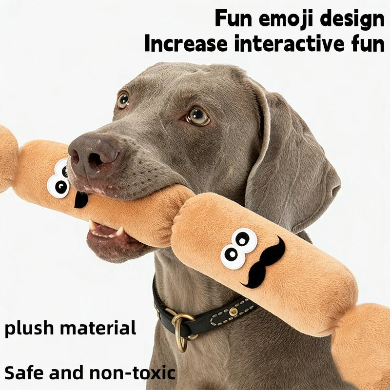 Squeaky Sausage Plush Dog Toy, Sizes S, M & L
