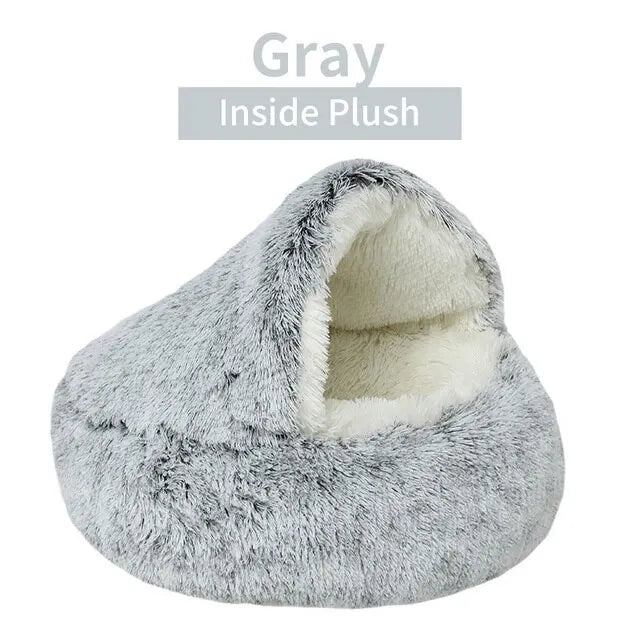 Plush Round Cat Bed Pet Mattress Warm Soft Comfortable Basket Cat Dog 2 in 1 Sleeping Bag Nest for Small Dogs