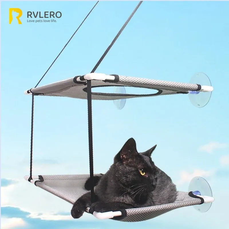Cat Hammock Window Bed Kitten Sunny Seat Hanging Mount Beds Cat Sofa Double-Decker Tunnels Suction Cup Wall Pet Hanging Winter