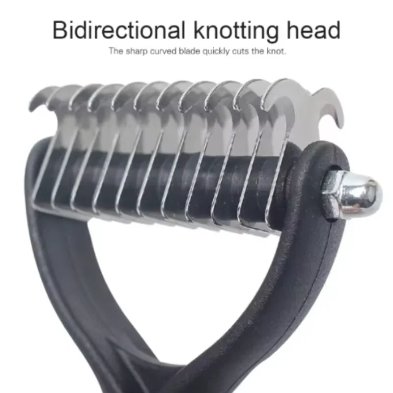 Double Sided Pet Deshedding Brush Stainless Steel Dog Comb Grooming Tool for Shedding And Dematting - Effective Pet Care