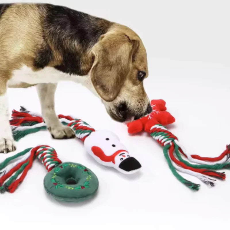 Interactive Squeaky Cotton Rope Knot Chew Toy for Dogs Cute Puppy Molar Bite Funny Pet Supplies Gift