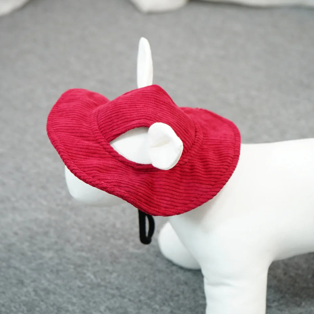 Adjustable Corduroy Dog Hat in Nine Colors, XS to XL