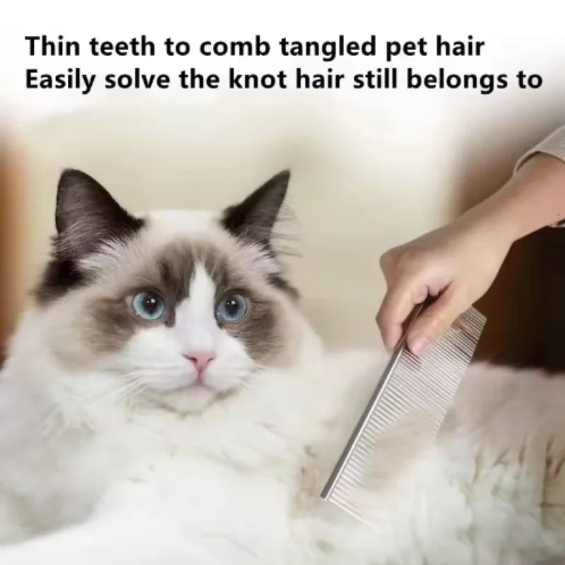 Stainless Steel Pet Grooming Comb Pet Dematting Comb for Dogs and Cats Gently Removes Loose Undercoat Flea Comb
